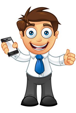 Business Man - Thums Up With Mobile clipart