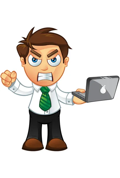 Business Man - Angry With Laptop — Stock Vector