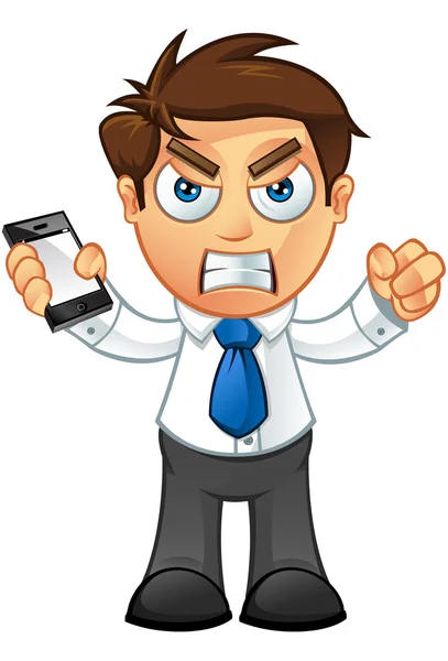 Business Man - Angry With Mobile — Stock Vector