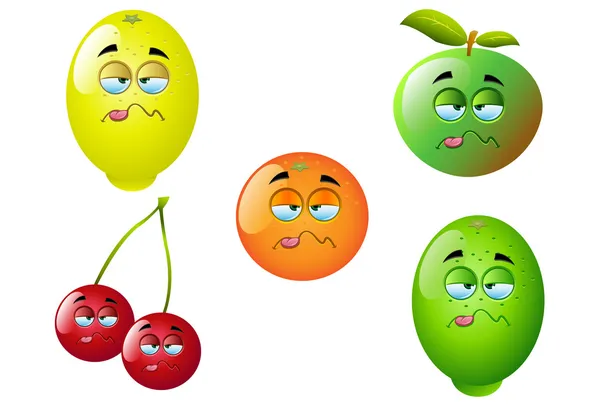 Juego de frutas de dibujos animados 11 — Vector de stock