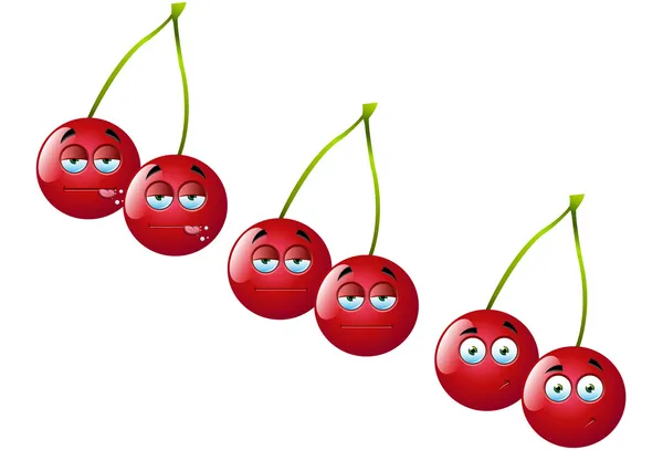 Juego de frutas de cereza de dibujos animados 1 — Vector de stock