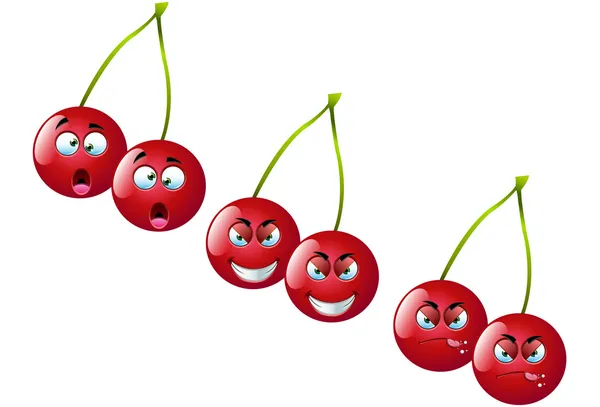 Cartoon Cherry Fruit Set 2 — Stockvector