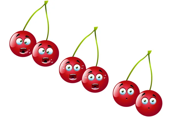 Conjunto de frutas de cereja dos desenhos animados 3 — Vetor de Stock