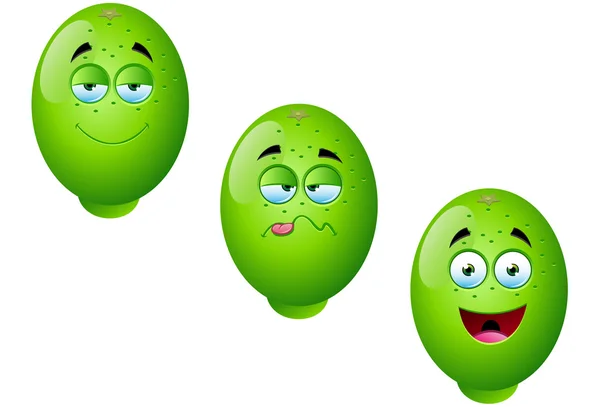 Cartoon lime frukt set 4 — Stock vektor