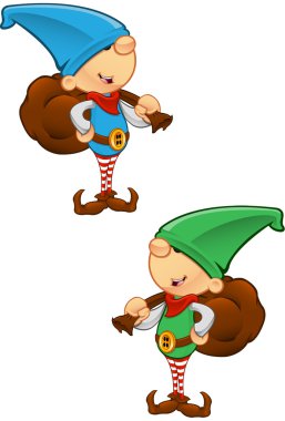 elf maskot - bir çuval holding