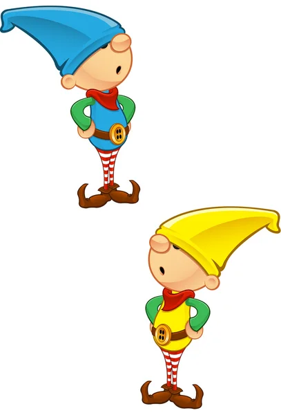 Elf Mascota - Las manos en las caderas — Vector de stock