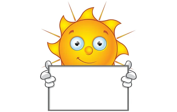 Sonnencharakter - glückliches Halten leerer Bretter — Stockvektor