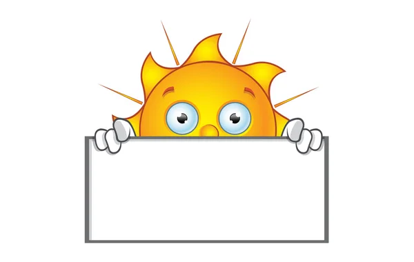 Sun Character - Holding Blank Board — Stock Vector