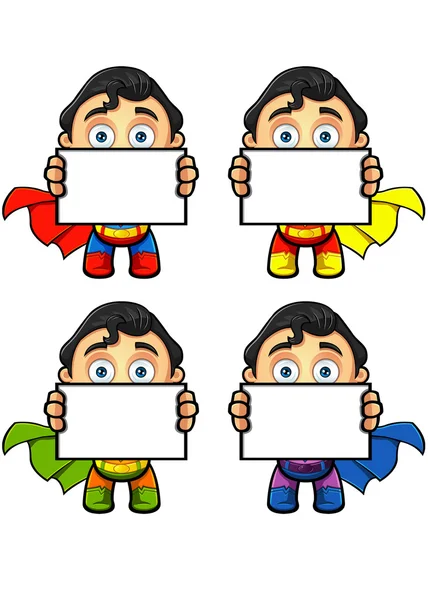A Superhero Character -Holding A Blank Board — Stock Vector