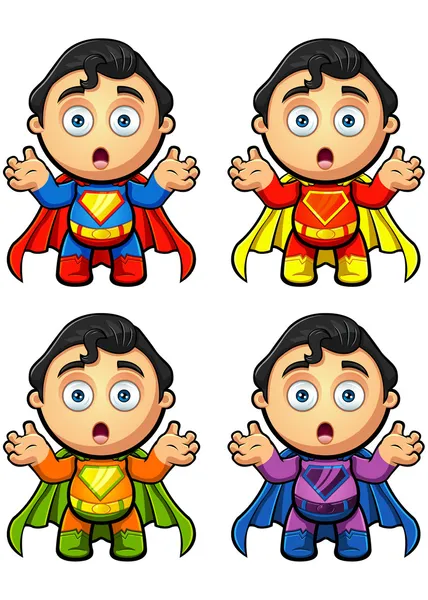 Un personaje de superhéroe - Sorprendido — Vector de stock