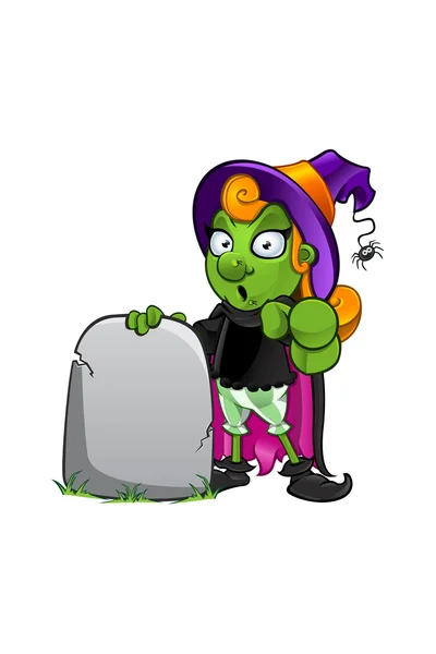 Personaje de bruja de dibujos animados — Vector de stock