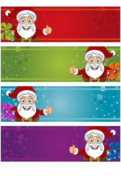 4 Banner di Natale - Santa — Vettoriale Stock