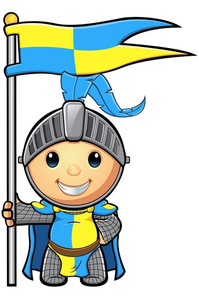 Mavi ve sarı knight karakteri — Stok Vektör