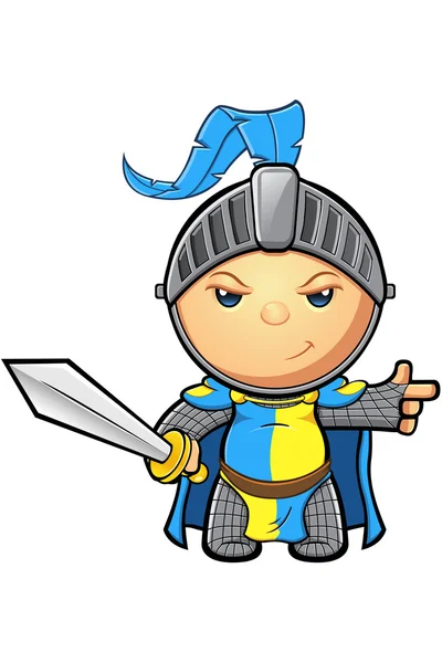 Blue and Yellow Knight Character — Stock Vector