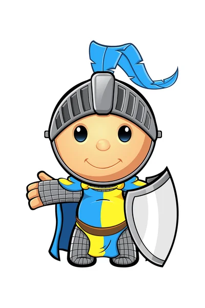 Mavi ve sarı knight karakteri — Stok Vektör