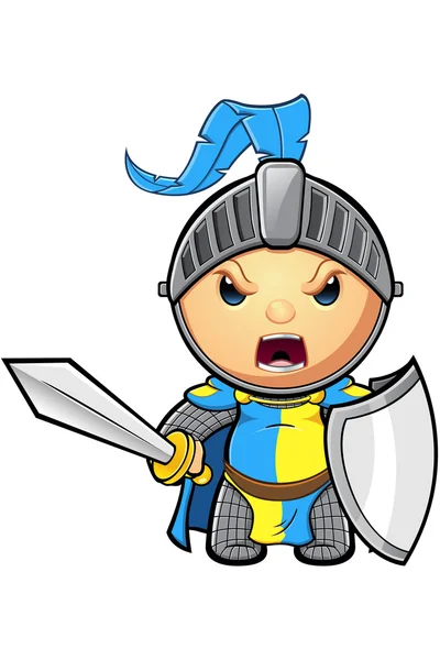 Kék és sárga knight karakter — Stock Vector
