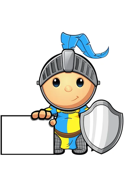 Blauwe en gele ridder karakter — Stockvector