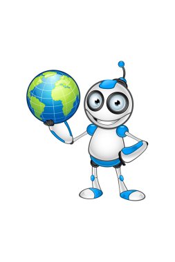 beyaz & mavi robot karakter