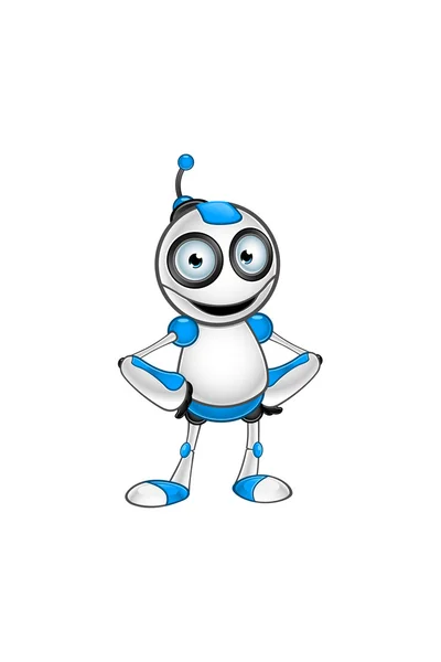 Carácter Robot blanco y azul — Vector de stock