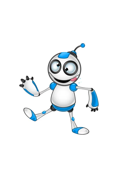 White & Blue Robot Character — Stock Vector