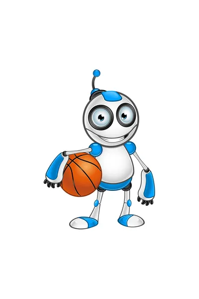 白い & 青いロボットのキャラクター — ストックベクタ