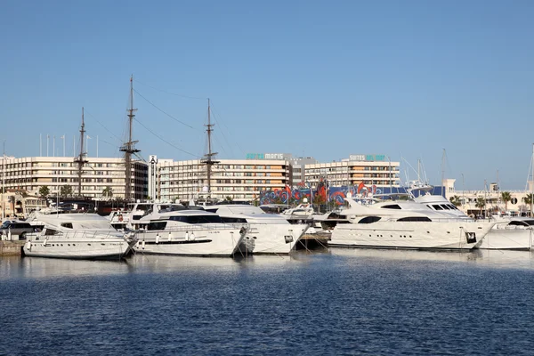 Yachts in the marina of Alicante, Spain Royalty Free Stock Photos