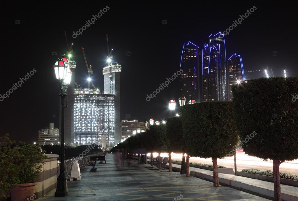 Abu Dhabi Corniche At Night United Arab Emirates Stock Photo