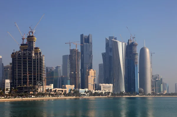 Skyline do novo distrito de Doha Downttown Al Dafna, Qatar, Oriente Médio — Fotografia de Stock