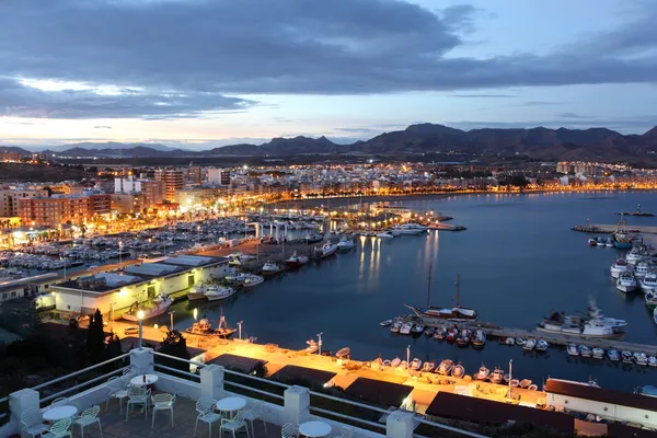 Puerto de mazarron za soumraku, Španělsko — Stock fotografie