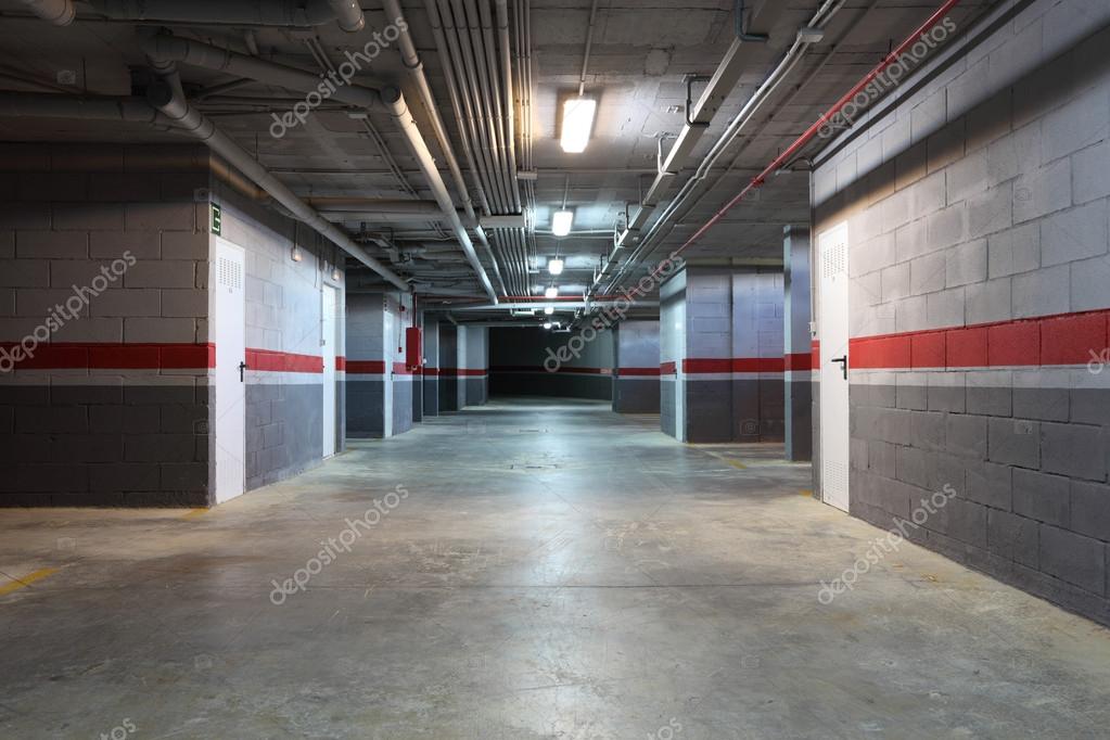 Empty Underground Garage In A Residential Building Stock Photo