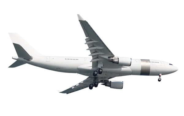 Vliegtuig geïsoleerd boven witte achtergrond — Stockfoto