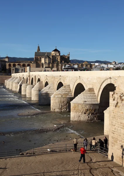 Rzymski most z katedry meczetu Kordoby w tle. Andaluzja, Hiszpania — Zdjęcie stockowe