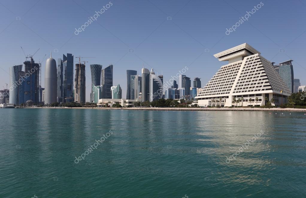 Skyline of the Doha downtown district Dafna. Qatar, Middle East