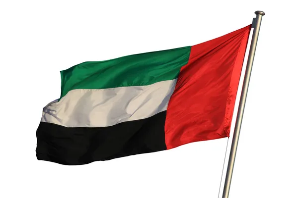 Bandeira dos Emirados Árabes Unidos isolada em branco — Fotografia de Stock
