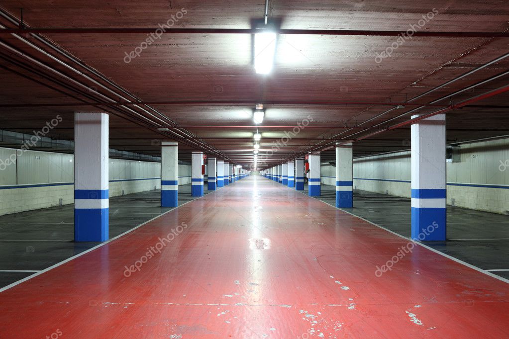 Empty Underground Garage In A Residential Building Stock Photo