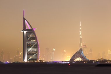 Dubai skyline at night, United Arab Emirates clipart