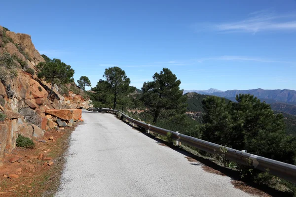 Estrada estreita nas montanhas da Serra Bermeja, Andaluzia, Espanha — Fotografia de Stock