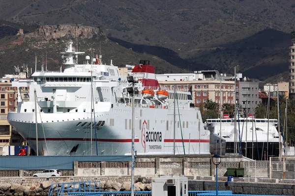 Паромное судно Acciona Trasmedanean anea в порту Малага, Испания — стоковое фото