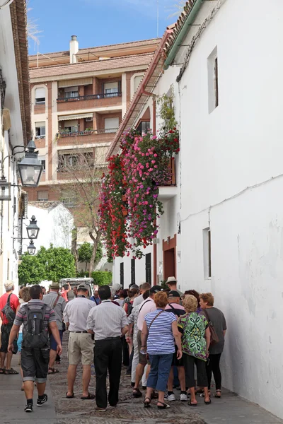 Turistas esperando la entrada a un patio durante el Festival de los Patios 2013 en Córdoba, Andalucía España . — Foto de Stock