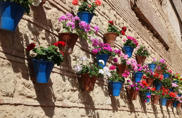 Casa decorata con vasi da fiori in Cordova, Andalusia Spagna — Foto Stock