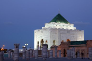 Mausoleum of Mohammed V illuminated at dusk, Rabat Morocco clipart