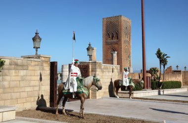 Entrance guards at the Mausoleum of Mohammed V in Rabat, Morocco clipart