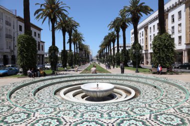 Fountain in the Avenue Mohammed V in Rabat, Morocco clipart