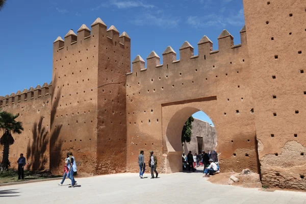 门对梅迪纳 bab 切拉、 拉巴特，摩洛哥 — 图库照片
