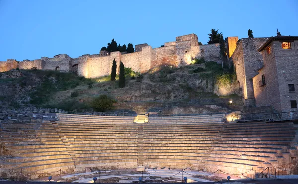 Romerska amfiteatern ruin i Málaga, Andalusien Spanien — Stockfoto