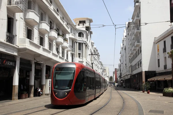 Casablanca, Fas içinde modern tramvay hattı — Stok fotoğraf