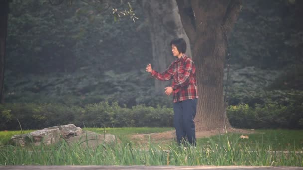 Chinese vrouw beoefenen tai chi — Stockvideo