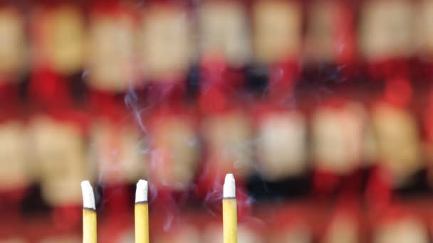 Incense sticks at a temple — Stock Video