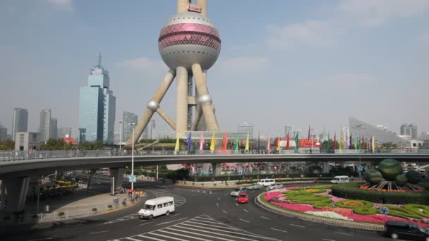 Orientalna perłowa wieża w Szanghaju — Wideo stockowe