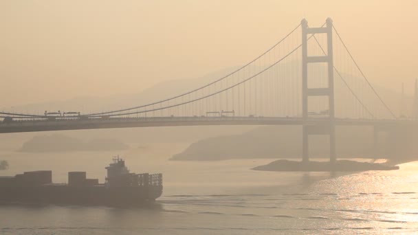 Most Tsing Ma w Hongkongu — Wideo stockowe